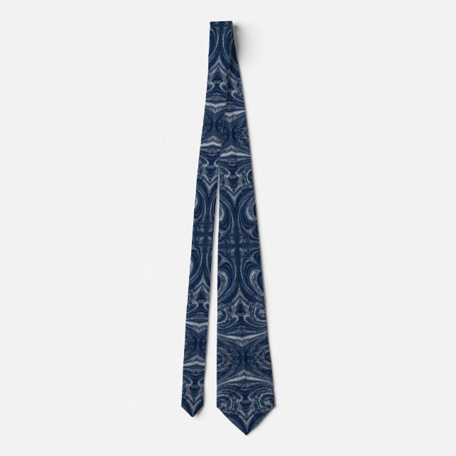 Luxury Silver Liquid Marble Symmetrical  Tie (Back)