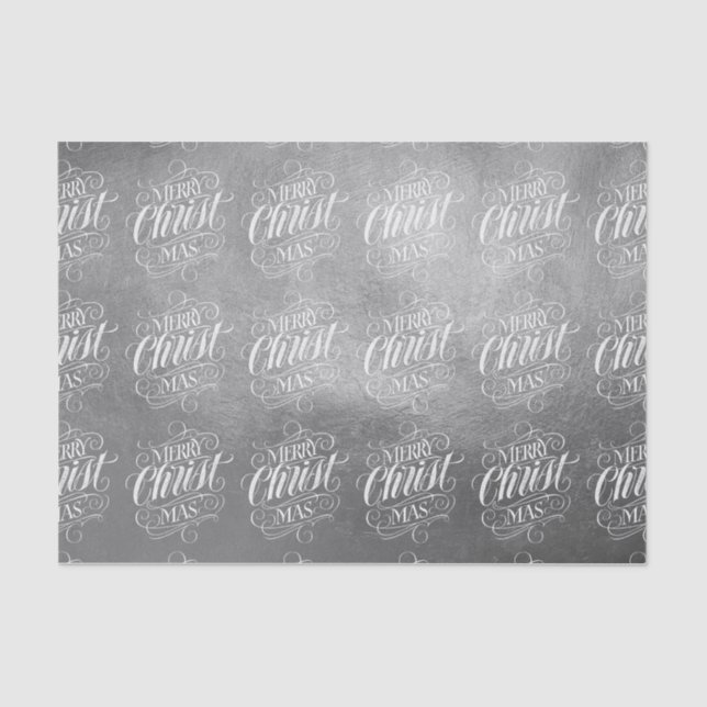 Luxury Silver Merry Christmas Christian Script Tissue Paper (Front)
