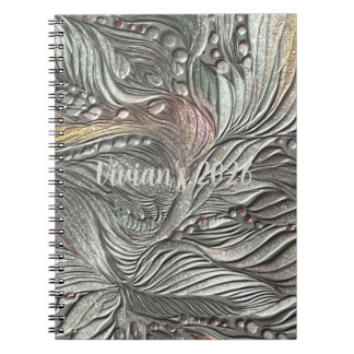 Luxury Silver Metallic Leaves spiral notebook