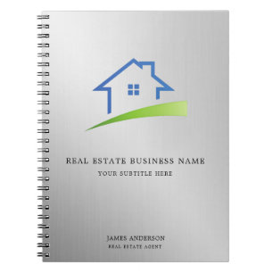 Luxury Silver Metallic Real Estate Agent Business Notebook