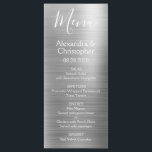 Luxury Silver Modern and Elegant Wedding Menu<br><div class="desc">Luxury Silver Modern Faux Metallic Stainless Steel Foil Wedding Menu. This girly modern Script Wedding Menu can be customised to include the names of the Bride and Groom, the wedding date and the wedding dinner menu options. This Menu is part of a matching wedding collection and additional matching items can...</div>