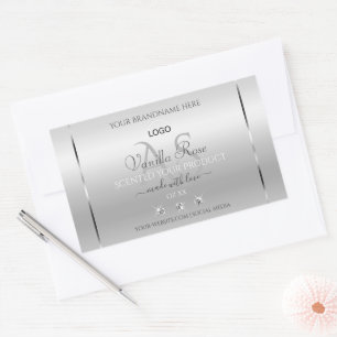 Luxury Silver Product Label Diamonds Monogram Logo