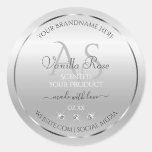 Luxury Silver Product Labels Diamonds and Monogram