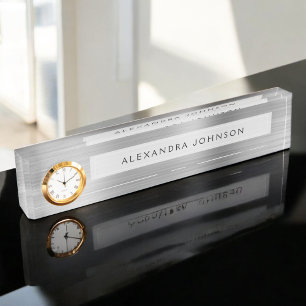 Luxury Silver Professional Business Modern Nameplate