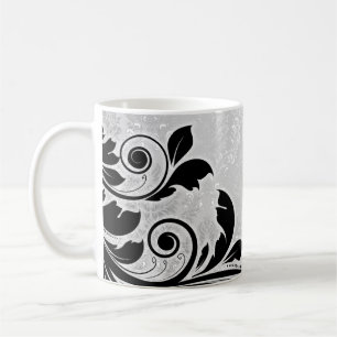 Luxury Silver Romantic Damask Mug
