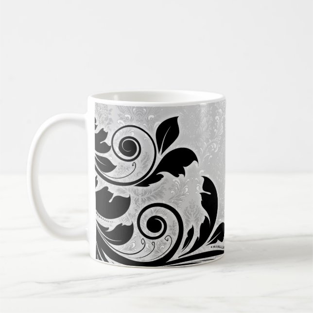 Luxury Silver Romantic Damask Mug (Left)