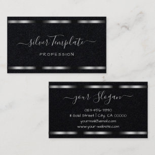 Luxury Silver Signature Handlettering Font Chic Business Card