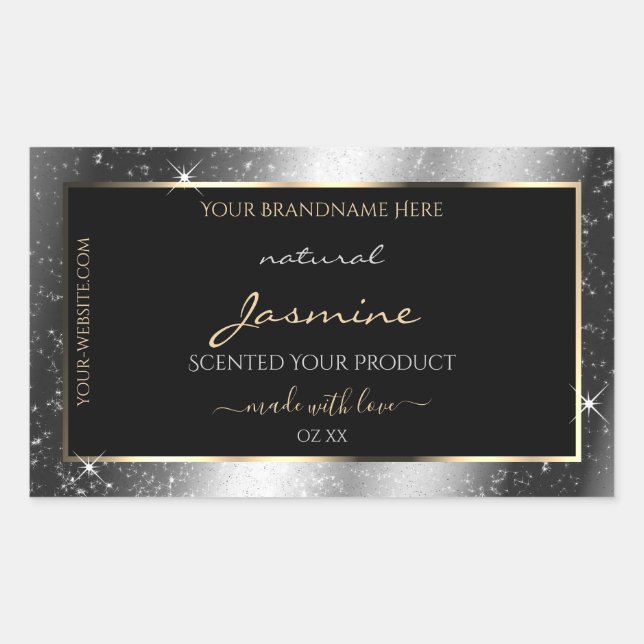 Luxury Silver Sparkle Glitter Frame Product Label (Front)