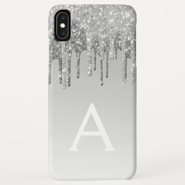 Luxury Silver Sparkle Glitter Monogram Case-Mate iPhone Case (Back)