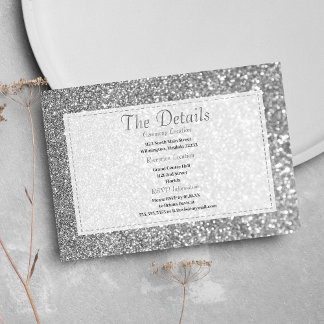 Luxury silver sparkly glitter glam Details Card
