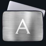 Luxury Silver Stainless Steel Monogram Laptop Sleeve<br><div class="desc">Luxury Silver Faux Stainless Steel Elegant Monogram Sleeve. This sleeve can be customised to include your initial and first name.</div>