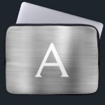Luxury Silver Stainless Steel Monogram Laptop Sleeve<br><div class="desc">Luxury Silver Faux Stainless Steel Elegant Monogram Sleeve. This sleeve can be customised to include your initial and first name.</div>