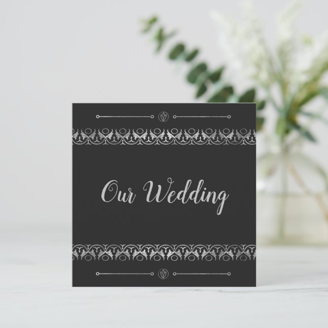 Luxury Silver Wedding Invitation (Standing Front)
