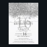 Luxury Silver White Glitter Confetti Sweet 16 Invitation<br><div class="desc">The elegant, glamourous, and modern sweet sixteen birthday party invitation is perfect for the contemporary and stylish young teenage girl. It features a faux printed silver sparkly glitter confetti speckled colour block on top of a simple white background with a large number "16" in a matching pink gold-tone. The back...</div>