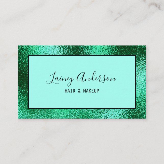 Luxury simple Trendy faux green metallic foil  Business Card (Front)