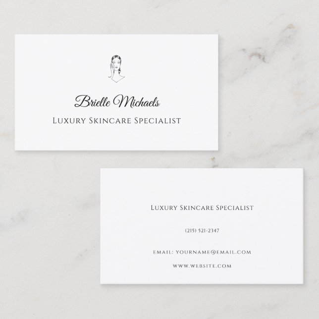 Luxury Skincare Specialist Minimal Elegant Business Card (Front/Back)