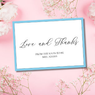 Luxury Sky Blue Border Love & Thanks You Card