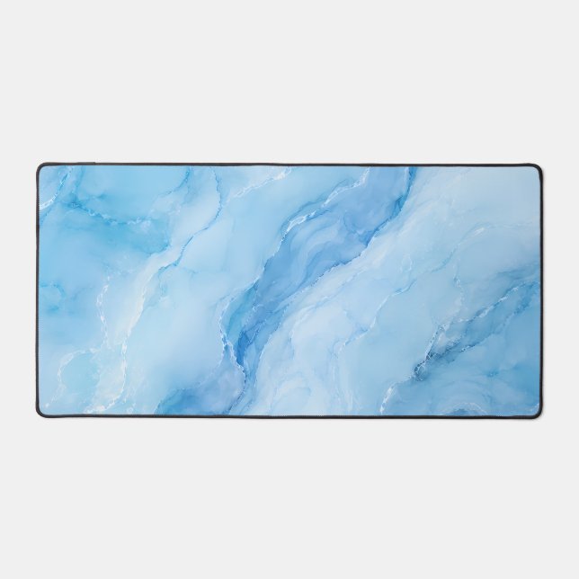 Luxury Sky Blue Marble Abstract Desk Mat (Front)