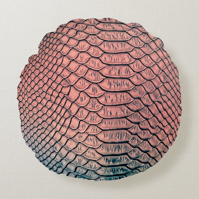 Luxury snake skin texture backgroundtexture,leathe round cushion (Front)