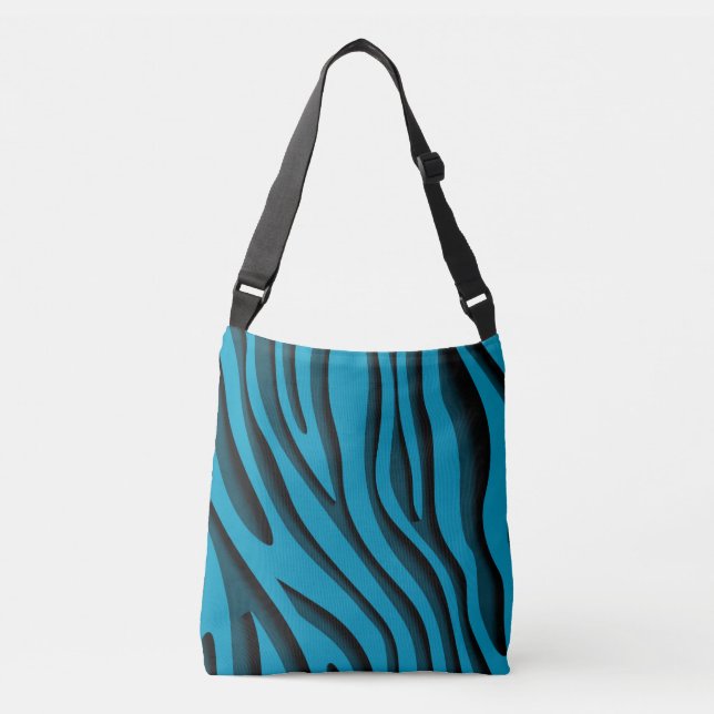 Luxury Soft Blue 3D Zebra Wave Crossbody Bag (Front)