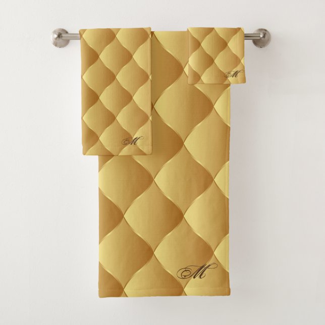 Luxury Soft Gold Monogrammed Customise Bath Towel Set (Insitu)