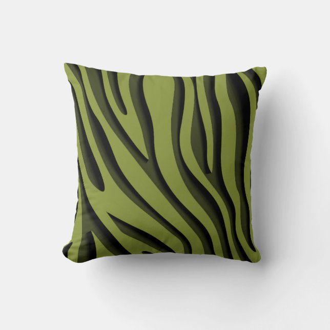 Luxury Soft Green 3D Zebra Wave Cushion (Front)