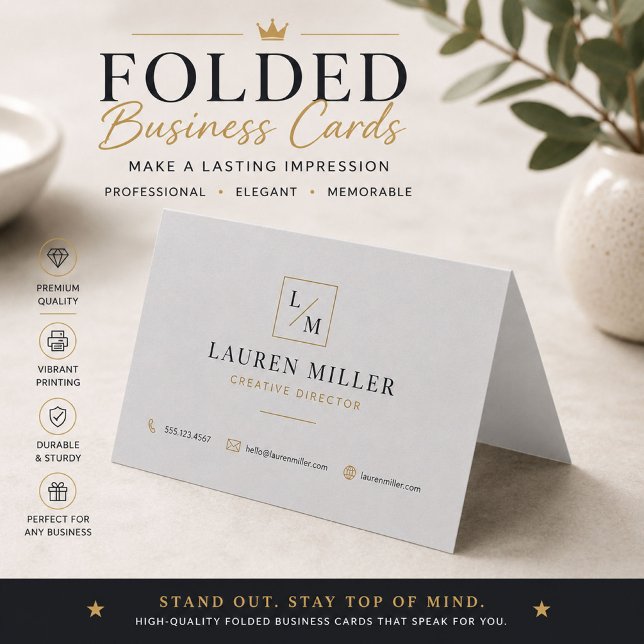 Luxury Soft Grey Folded Business Card (Creator Uploaded)