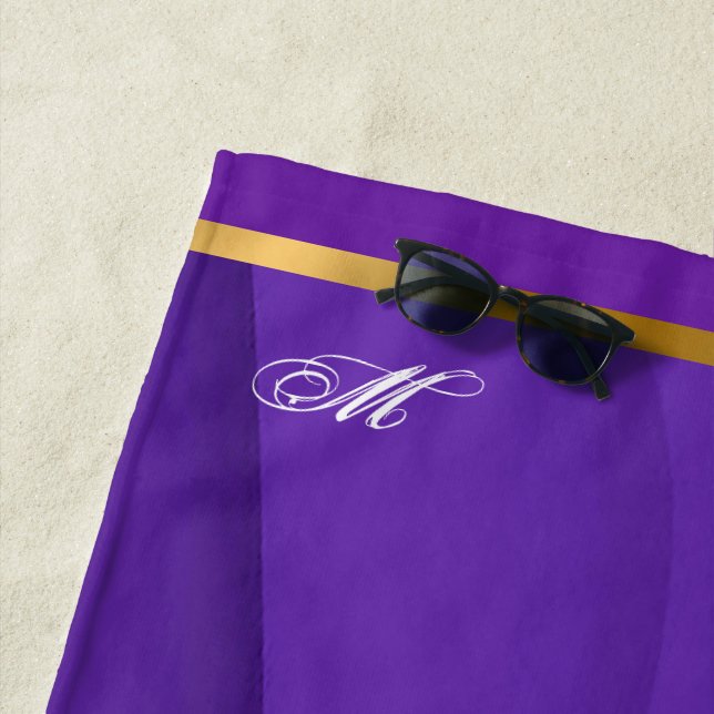 Luxury Soft Purple Gold Wave Customise Beach Towel (In Situ)