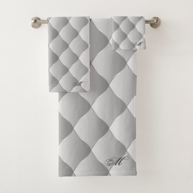 Luxury Soft Silver Monogrammed Customise Bath Towel Set (Insitu)