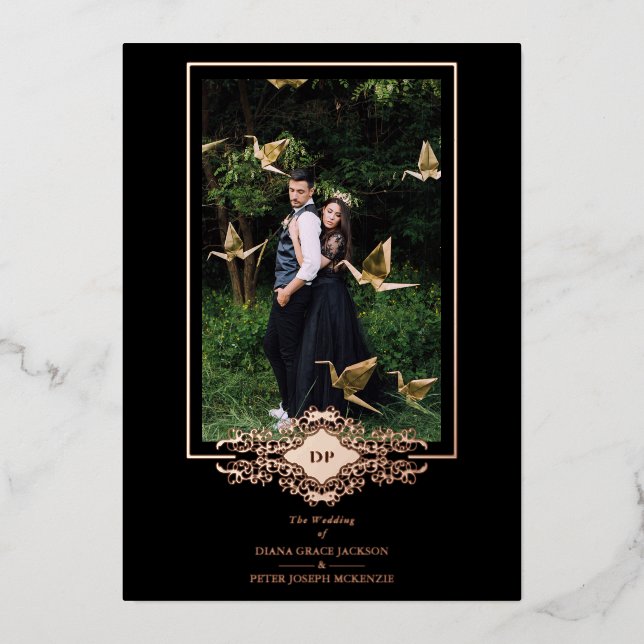 Luxury Sophisticate Black Flourish Chic Rose Gold  (Front)