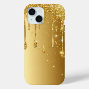 Luxury Sparkle Gold Glitter Drip Gift for her iPhone 15 Case