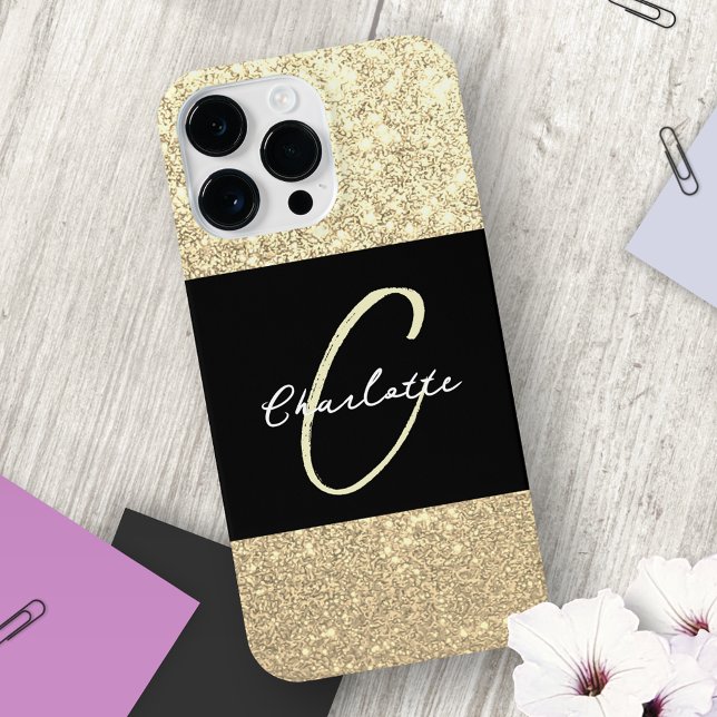 Luxury Sparkle Gold Glitter Name iPhone Case (Creator Uploaded)
