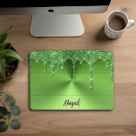 Luxury Sparkle Green Dripping Glitter Personalised iPad Pro Cover<br><div class="desc">Beautiful Luxury Sparkle Green Dripping Glitter With Brushed Metal Texture Design Personalised iPad Pro Cover</div>