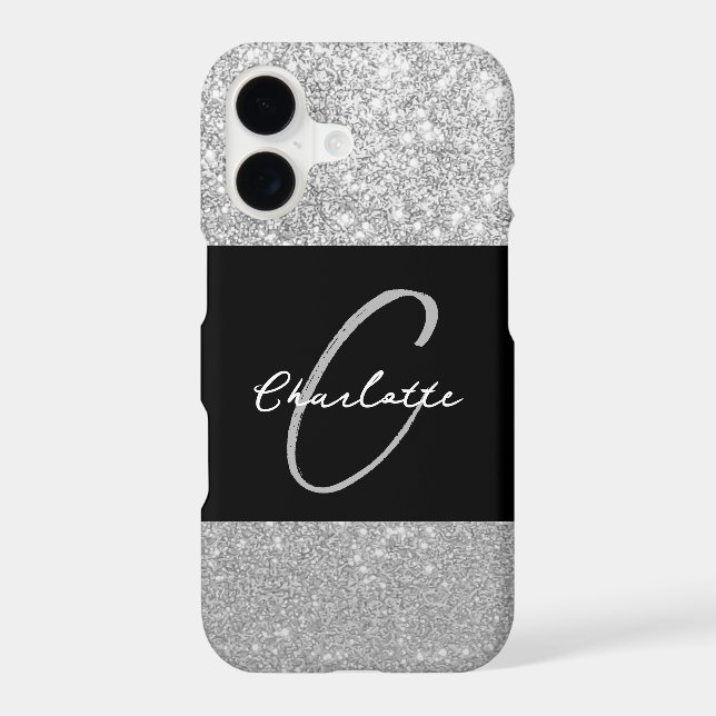 Luxury Sparkle Silver Glitter Name (Back)