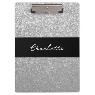 Luxury Sparkle Silver Glitter Name Clipboard