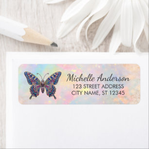 Luxury Sparkling Glitter Butterfly Return Address  Label