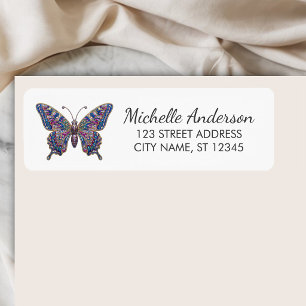 Luxury Sparkling Glitter Butterfly Return Address  Label