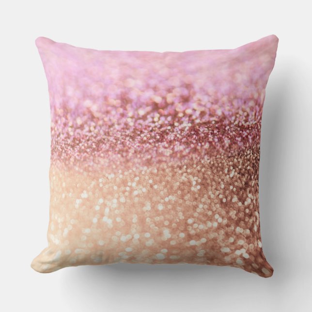 Luxury Sparkling Pink Ombre Glitter Gradient Cushion (Front)