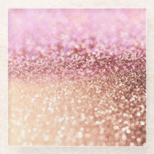 Luxury Sparkling Pink Ombre Glitter Gradient Glass Coaster
