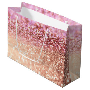 Luxury Sparkling Pink Ombre Glitter Gradient Large Gift Bag