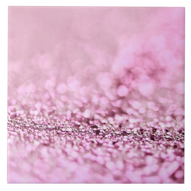 Luxury Sparkling Pink Rose Gold Glitter Ceramic Tile (Front)