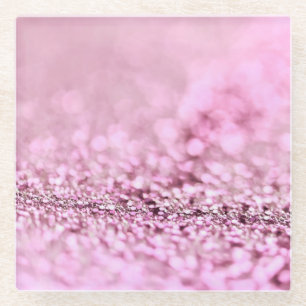 Luxury Sparkling Pink Rose Gold Glitter Glass Coaster
