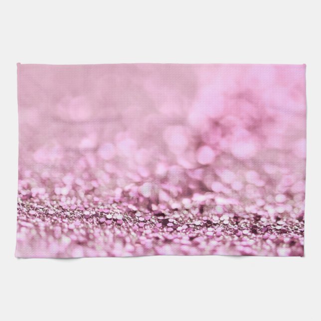 Luxury Sparkling Pink Rose Gold Glitter Tea Towel (Horizontal)