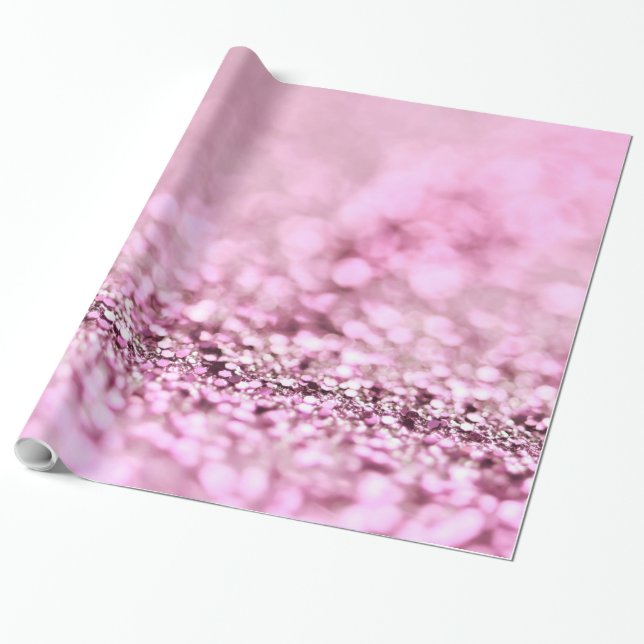 Luxury Sparkling Pink Rose Gold Glitter Wrapping Paper (Unrolled)