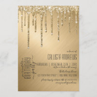 Luxury Sparkly Gold Glitter Drips Birthday Party