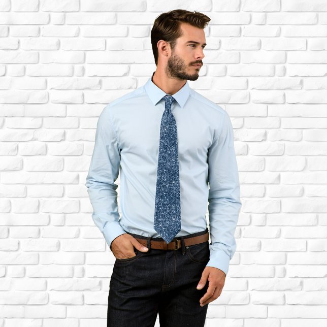 Luxury Sparkly Navy Blue Glitter Tie (Navy Blue Glitter Neck Tie)