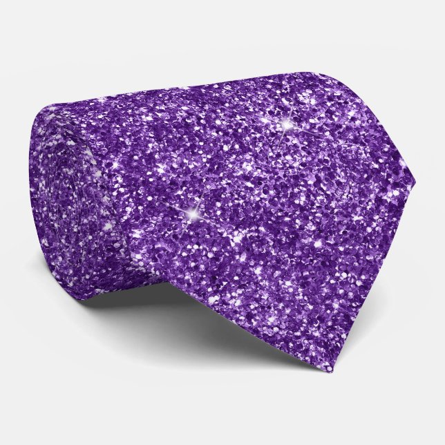 Luxury Sparkly Royal Purple Glitter Tie (Rolled)