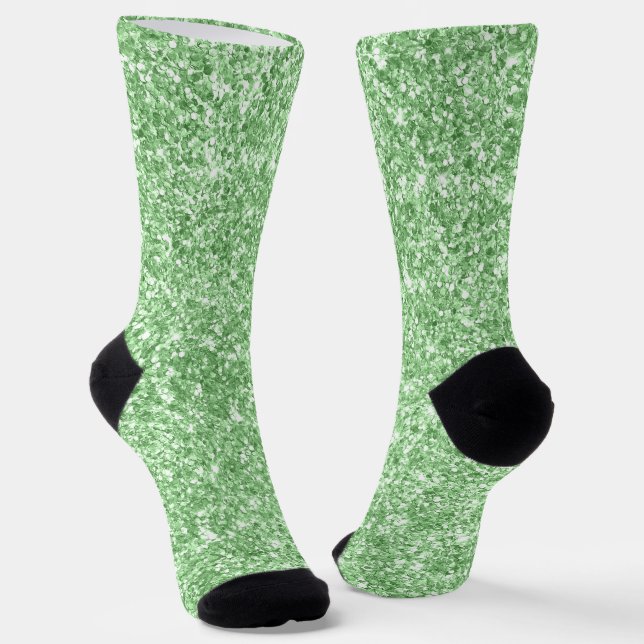 Luxury Sparkly Sage Glitter Socks (Angled)