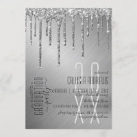 Luxury Sparkly Silver Glitter Drips Graduation