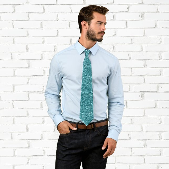 Luxury Sparkly Teal Glitter Tie (Teal Glitter Neck Tie)